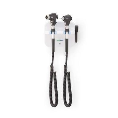 Picture of a wall mounted ophthalmoscope and otoscope side by side