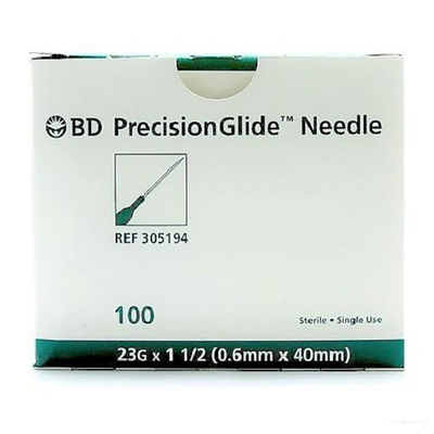 NEEDLE, 23G X 1-1/2 IN, THIN WALL, REGULAR BEVEL, STERILE, 100/BX