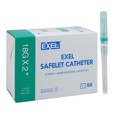 IV CATHETER, SAFETY, 18G, 2 IN, SAFELET, GREEN, 50/BX, 4BX/CS