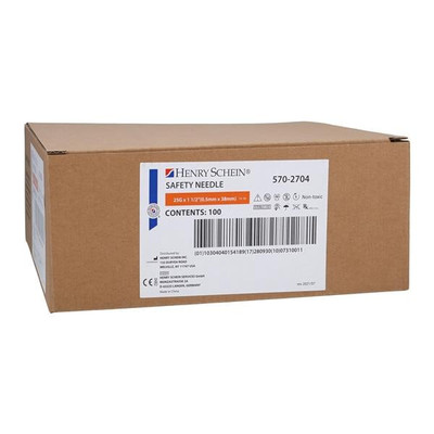 NEEDLE 25G X 1.5 IN, SAFETY, DISPOSABLE, ORANGE, 100/BX