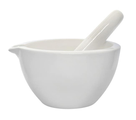 MORTAR & PESTLE SET, EISCO, 1500ML, POECELAIN, 8.25 IN DIAMETER