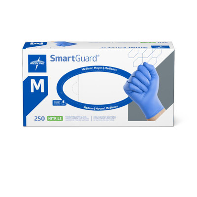 GLOVES, SMARTGUARD NITRILE, EXAM, MEDIUM, PF, TEXTURED FINGERTIPS, 250/BX