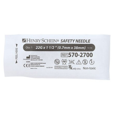 NEEDLE, 22GX1-1/2", BLACK SAFETY SHIELD, 100/BX