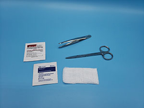 SUTURE REMOVAL KIT INCLUDES; IRIS SCISSOR ADSON FORCEP ALCOHOL PAD PVP PAD