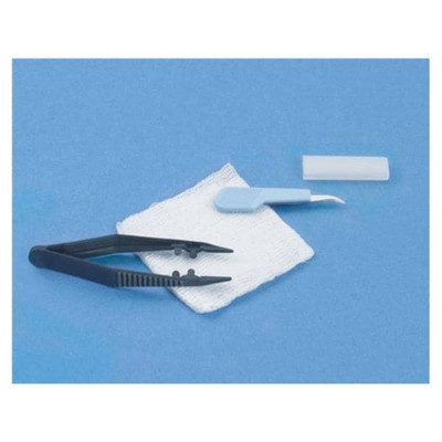 SUTURE REMOVAL KIT TRAY STITCH CUTTER POSI-GRIP PLASTIC FORCEP 3 X 3 GAUZE SPONGE