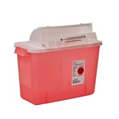 CONTAINER SHARPS 2 GALLON HORIZONTAL DROP TRANSLUCENT RED 10 CASE