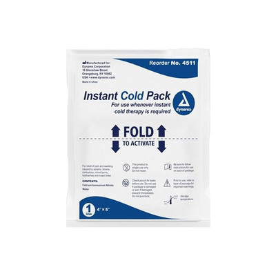 COLD PACK INSTANT ONE SIZE 4X5 DISPOSABLE PLASTIC CALCIUM AMMONIUM NITRATE WATER 24 PK
