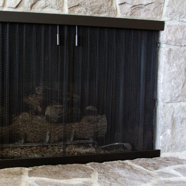 Custom Fabricated Mesh Curtain Fireplace Screen