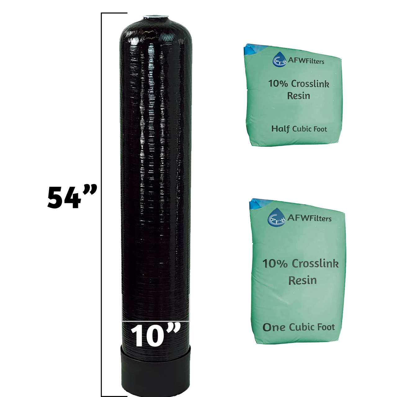 Loaded 1.5 Cu Ft 10% Crosslink Softener Tank - 10x54