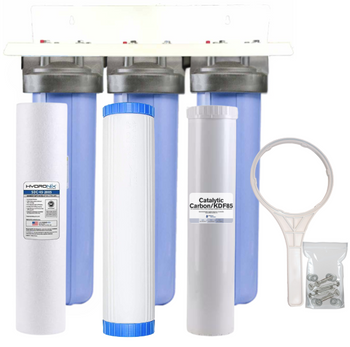 20-inch 3 Stage High Flow Whole House Filter for Iron, Hydrogen Sulfide, Low pH and Acidic Water 20-inch 3 Stage High Flow Whole House Filter for Iron, Hydrogen Sulfide, Low pH and Acidic Water