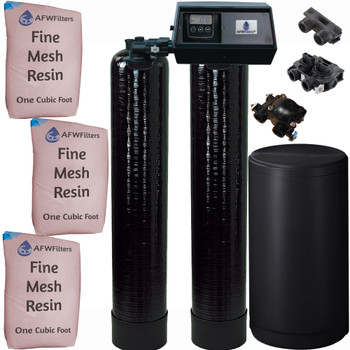 Dual Alternating Tank Iron Pro 1.5 cubic Foot (48k) Fleck 9100SXT On Demand Whole Home Water Softener with Fine Mesh Resin, Pentair tank