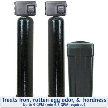 Iron Filter and Softener Package Deal - 9 GPM Filox Iron Filter and 48k Water Softener with Fleck 2510SXT, Pentair tank