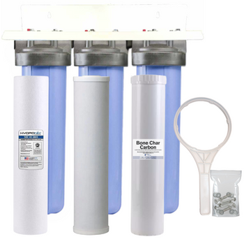 20-inch 3 Stage Big Blue Whole House for Arsenic, Fluoride, Tastes, Odors, and Chemicals-Sediment-Bone Char Carbon-Radial Flow Carbon