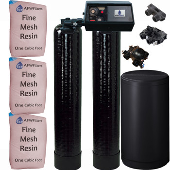 Dual Alternating Tank Iron Pro 1.5 cubic Foot (48k) Fleck 9100 On Demand Whole Home Water Softener with Fine Mesh Resin, Pentair tank