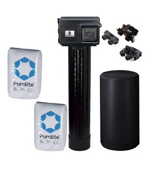 Upgraded 2 cubic Foot (64k) Fleck 2510SXT On Demand Whole Home Water Softener with Purolite C100E Resin