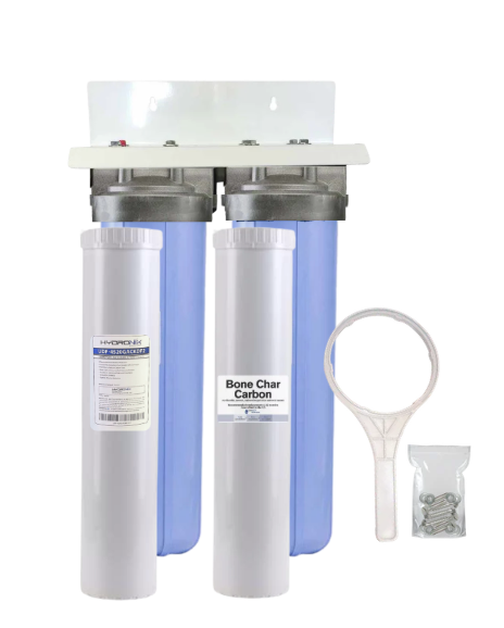 20-inch 2 Stage Whole House Filter with Bone Char Carbon and GAC/KDF55