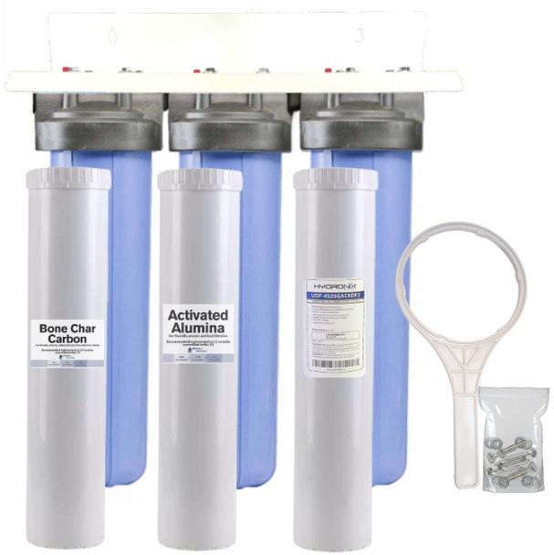 20-inch 3 Stage Whole House-Bone Char-Activated Alumina-KDF 55