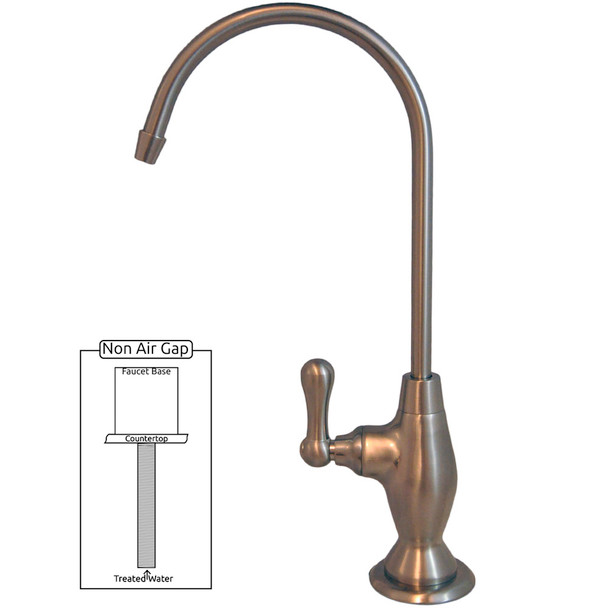 PURETECK Euro Style Non-Airgap Candy Cane RO Faucet - Brushed Nickel