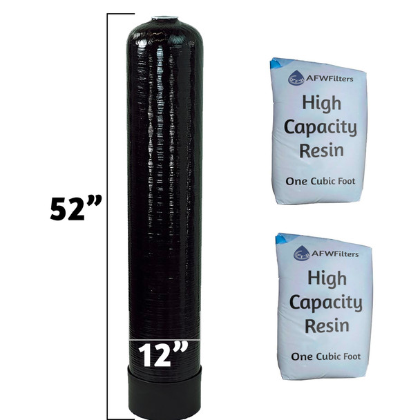 Loaded 2 cu ft High Capacity Softener Tank Replacement - 12x52, Pentair tank