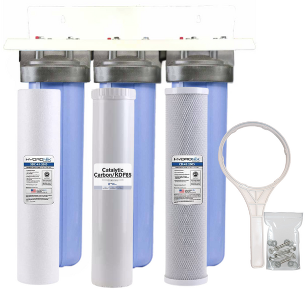 20-inch 3 Stage Big Blue Whole House Filter w/ KDF85 for Iron, Heavy Metals, & Hydrogen Sulfide