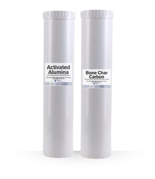 2 Stage Filter Kit - Activated Alumina & Bone Char Carbon Filters for Fluoride, Chlorine, Lead, Chloramine and much more