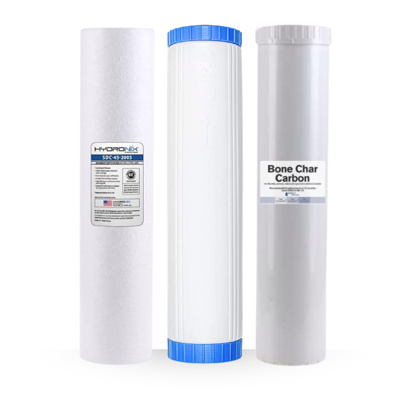 3 Stage High Flow Filter Kit 4.5" x 20" Sediment, pH, and Bone Char
