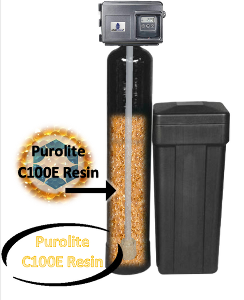 48k Water Softener with Fleck 2510SXT and Purolite C100E Resin, Pentair tank