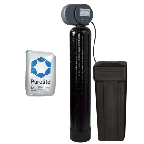 Purolite C100E 32k Water Softener with Fleck 2510 AiQ (formerly 2510SXT), Upgraded Purolite Resin, Pentair tank