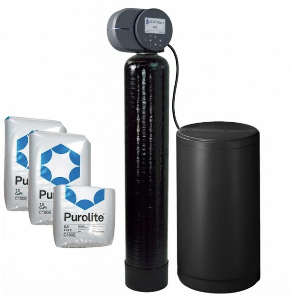 Premium 80k Water Softener with Purolite C100E Resin Fleck 2510AiQ (formerly 2510SXT), Pentair tank
