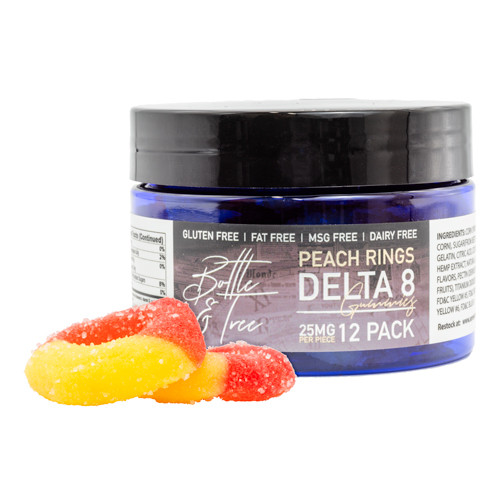 Bottle & Tree - Delta 8 Gummies - Peach Rings 25mg