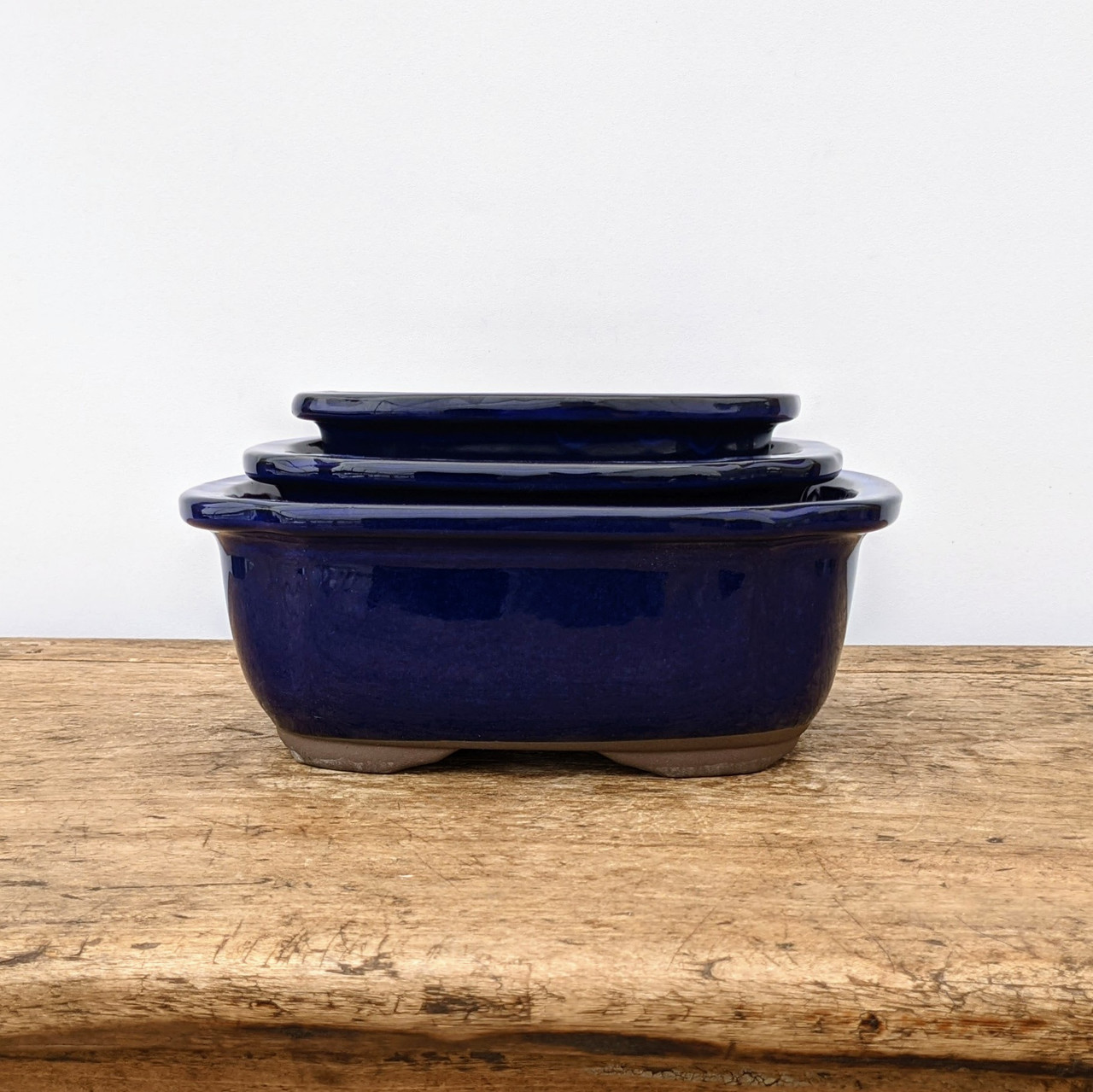 11" Blue Glazed Pot with Free Drainage Mesh at New England Bonsai