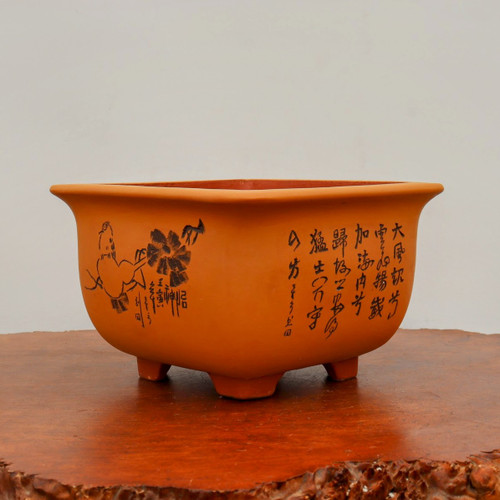 11" Etched Yixing Bonsai Pot (No. 2243)