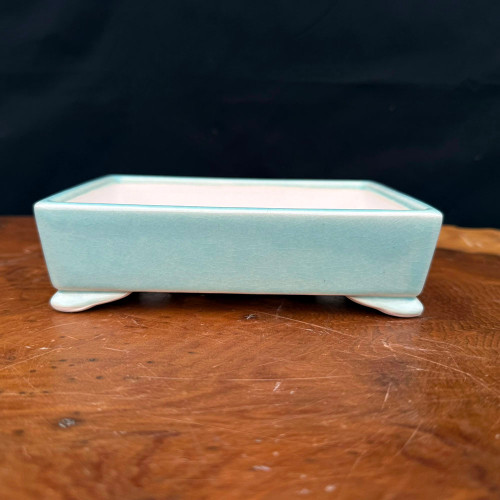 6 1/2" Rectangular Glazed Yixing Bonsai Pot – Soft Celadon Blue (NEBG. 1065)