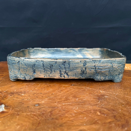 10.5” Rectangle Blue-Grey Wood-Fired Handmade Bruce Lenore Pot No. 161