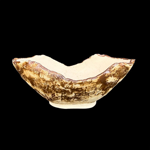 8" Andy Arnault Sculpted Wave-Edge Bonsai Pot – Raw Clay & Burnt Ochre Texture No. 709