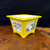 5 ¾" Tall Hand-Painted Yellow Glazed Yixing Bonsai Pot – Landscape & Calligraphy Panels (NEBG. 1073)