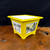 5 ¾" Tall Hand-Painted Yellow Glazed Yixing Bonsai Pot – Landscape & Calligraphy Panels (NEBG. 1073)