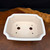 8 3/4" Rectangular White Glazed Yixing Bonsai Pot – Horse & Bridge Scene (NEBG. 2818b)