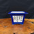 6 ½" Square Hand-Painted Blue Glazed Bonsai Pot – Scenic & Script Panels (NEBG. 1074)