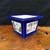 6 ½" Square Hand-Painted Blue Glazed Bonsai Pot – Scenic & Script Panels (NEBG. 1074)