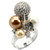 0W296 - Rhodium + Ruthenium Brass Ring with Synthetic Pearl in Multi Color