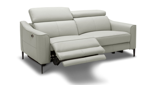 60" Gray And Black Top Grain Leather Power Reclining Loveseat 60" Gray And Black Top Grain Leather Power Reclining Loveseat