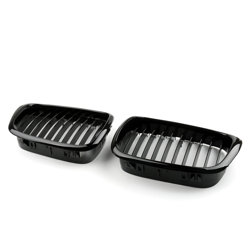 Front Fence Grill Grille ABS Matt Mesh BMW 5-Series E39 (2001-2004) Gloss Black