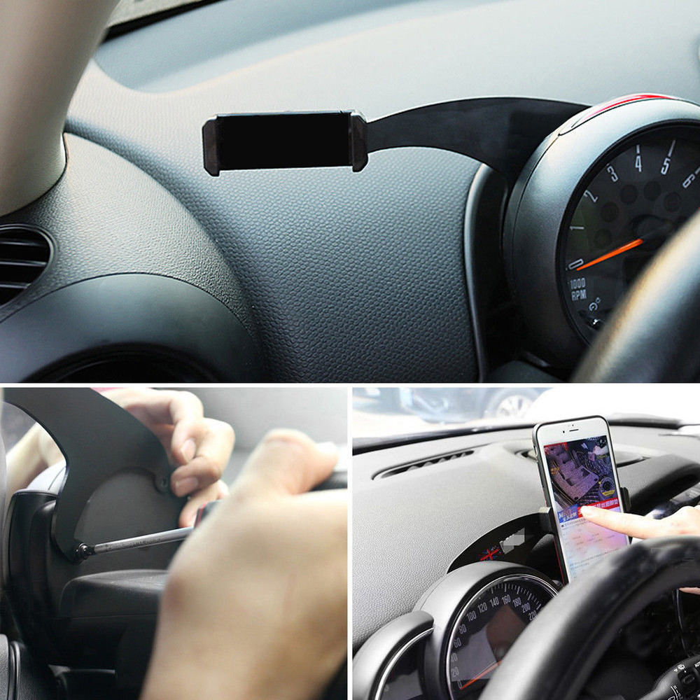 360 Degree Rotation Car Phone Mount Cradle Holder Stand For Mini Cooper F54 F55 F56, Gray Union Jack