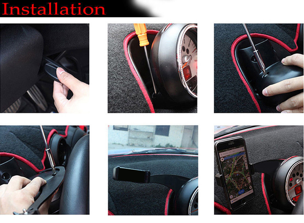 360 Degree Rotation Car Phone Mount Cradle Holder Stand For Mini Cooper R60/R61, Red