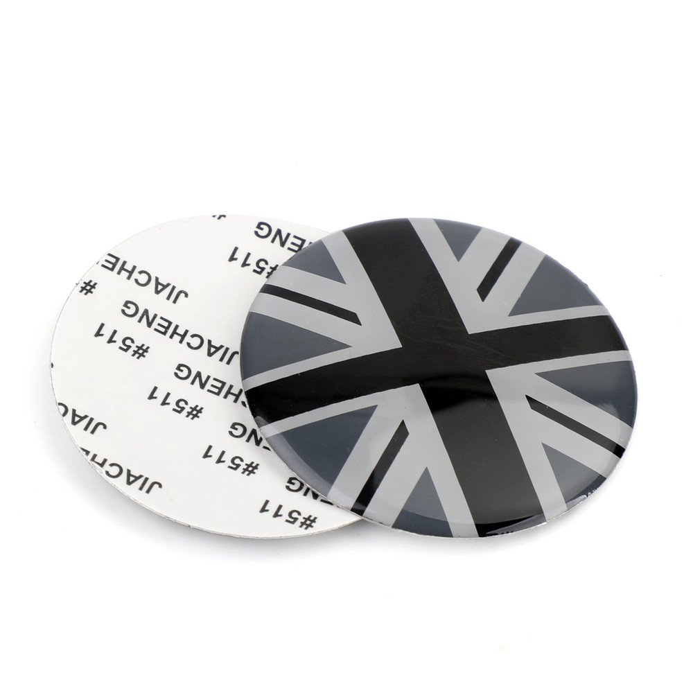 Wheel Center Hub Cap Emblem Badge decal Black Union Jack UK Flag for Mini Cooper