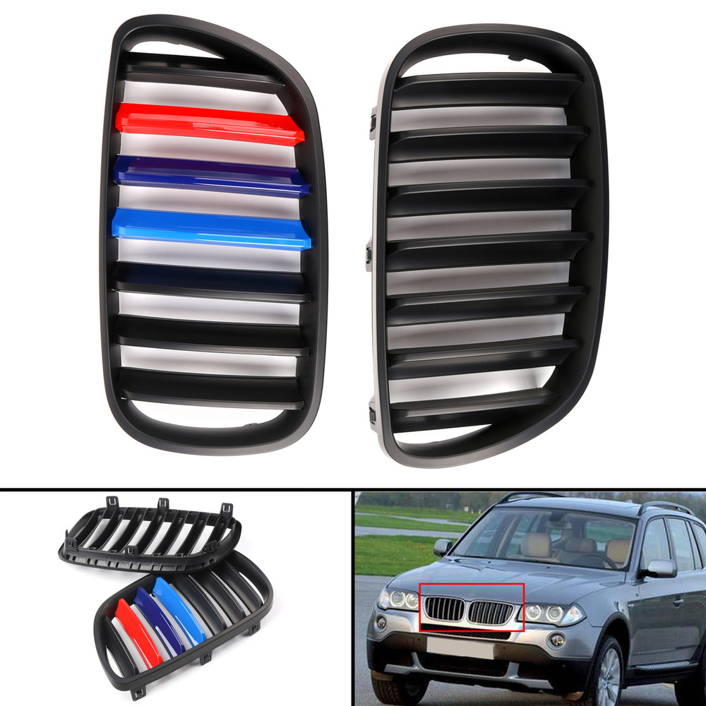 M Power Color Kidney Grille For BMW X3 E83 LCI Facelift 2007-08-09-2010 Matte Black Gloss M