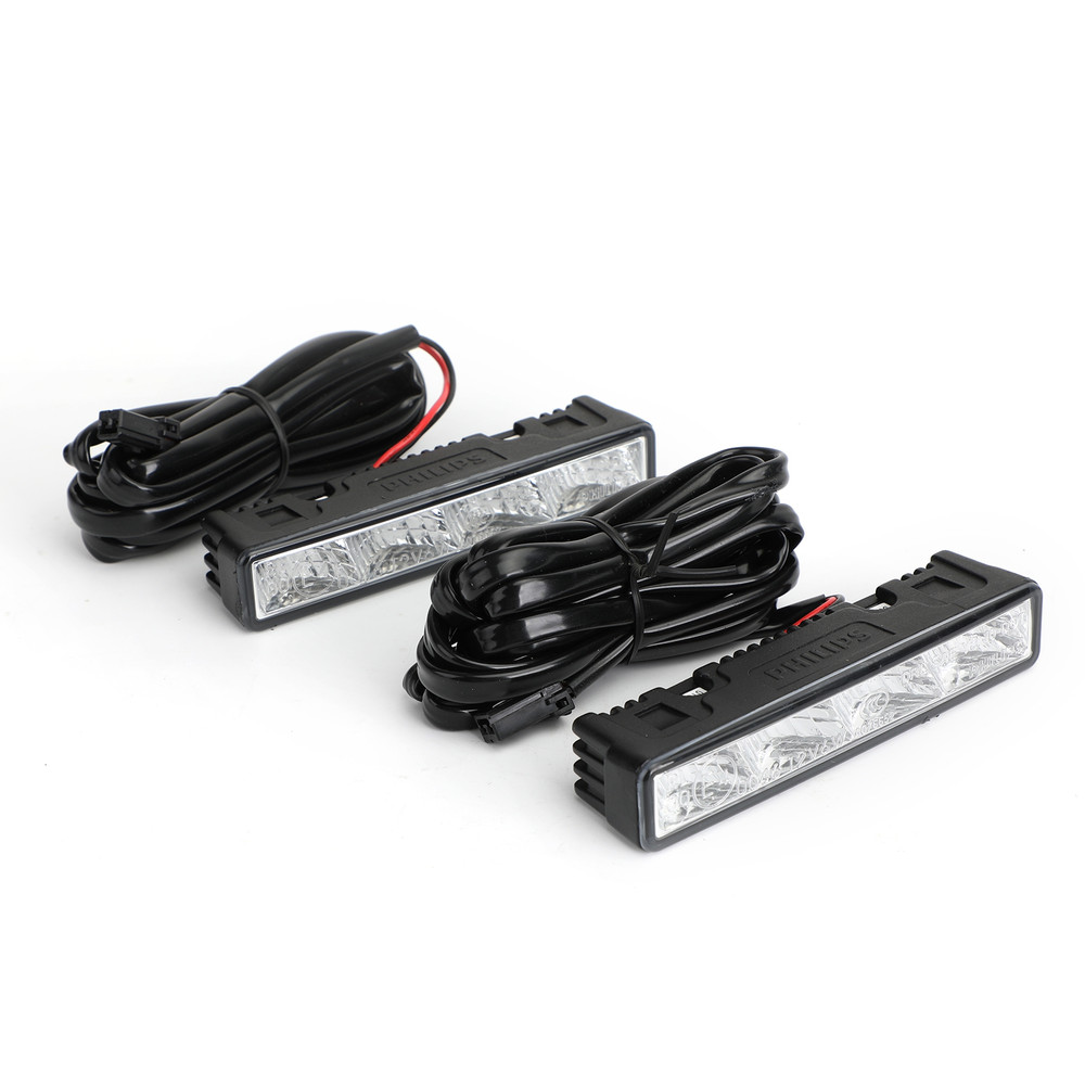 Pair Philips Universal 4LED Daytime Running Light DayLight 6000K 12820WLEDX1