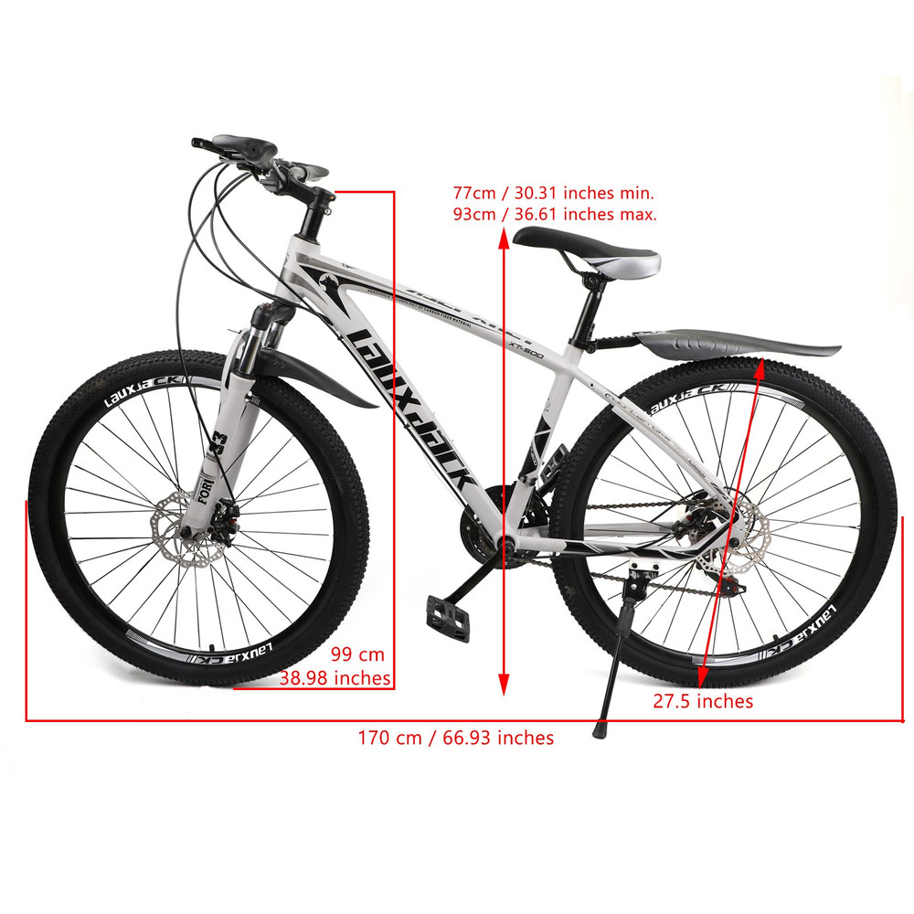 27.5 inches Wheels Adults Mountain Bike 21 Speed Bikes Bicycle MTB White&Black