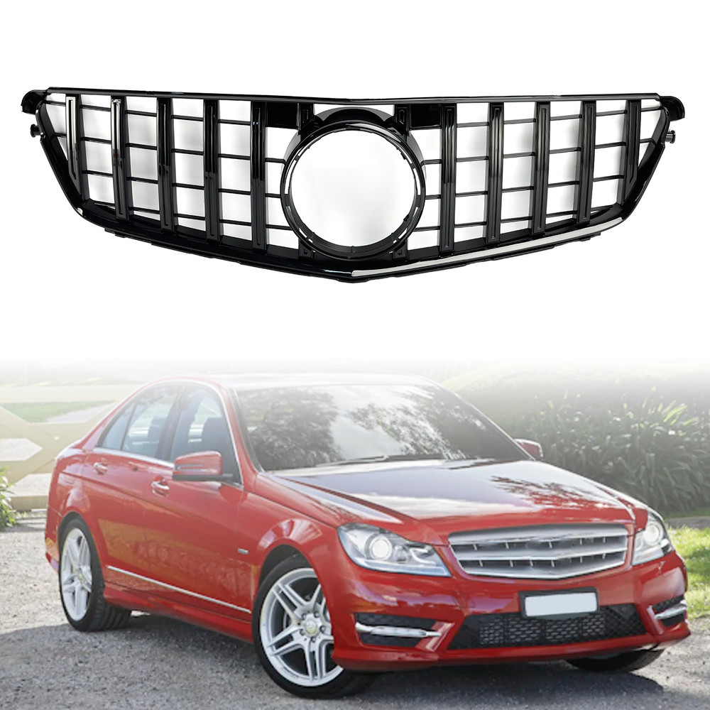 2008-2014 C-Class Benz W204 C300 C350 C63 Style Gloss Black Grill Grille Generic